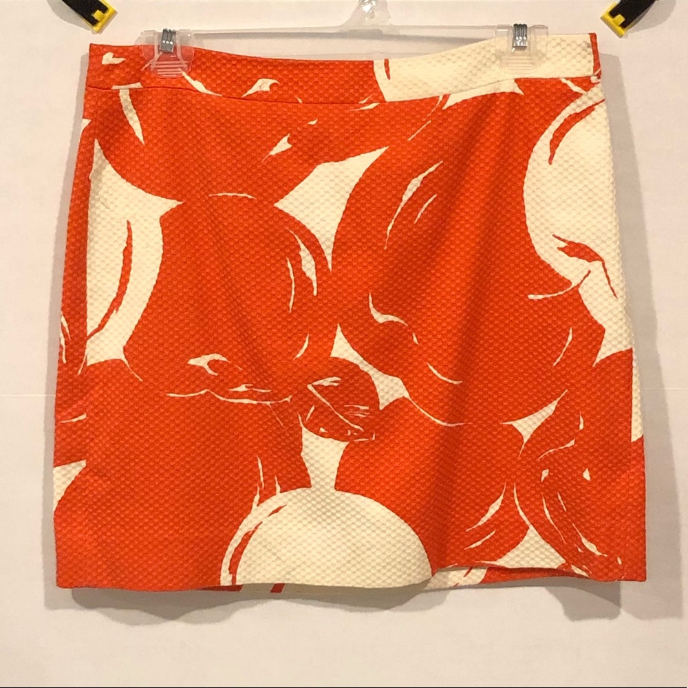 J Crew Orange & White Mini Skirt Sz 4
